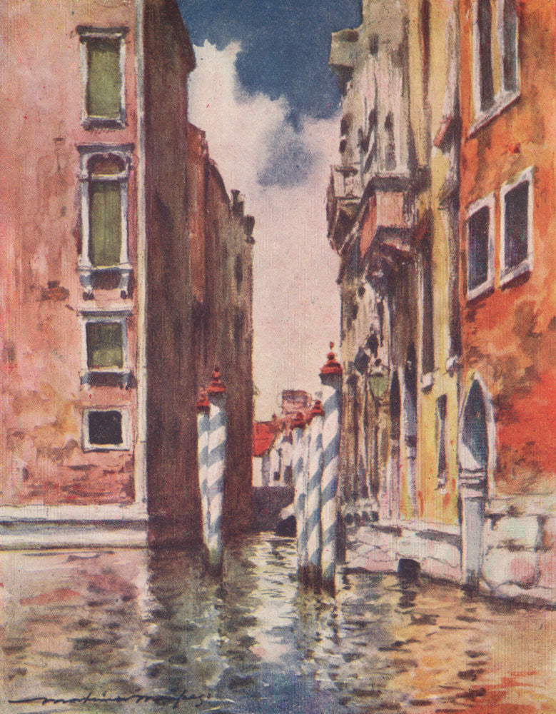 VENEZIA. 'A narrow canal' by Mortimer Menpes. Venice 1916 old antique print